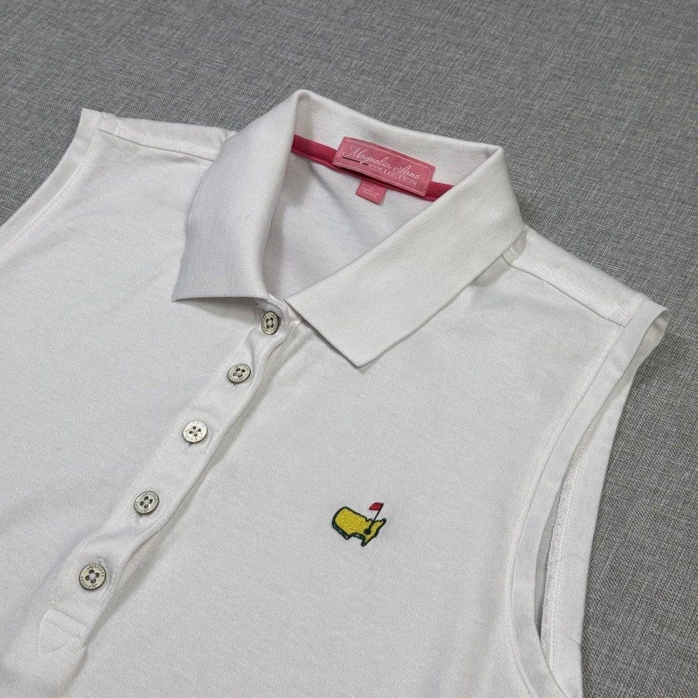 Magnolia Lane Collection Masters Augusta Sleeveless Golf Polo Womens Large White